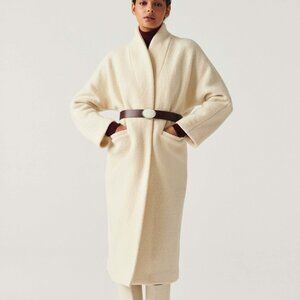 NWOT- ba&sh Colin Coat Off White 100% Virgin Wool